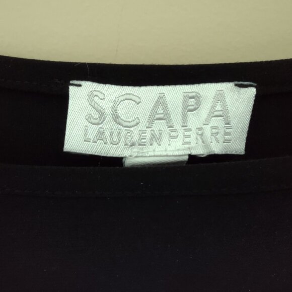 Scapa Lauren Perre Geometric Poncho Style Top Black & Cream Sz Med - Picture 7 of 7